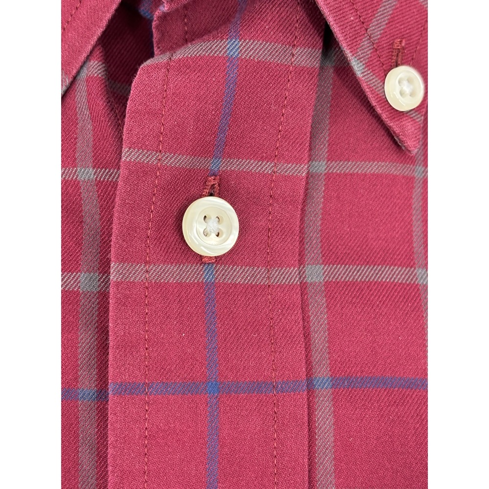 Brooks Brothers Regent Fit Non-Iron Cotton Check Shirt Mens Medium Burgundy Red - Picture 9 of 11